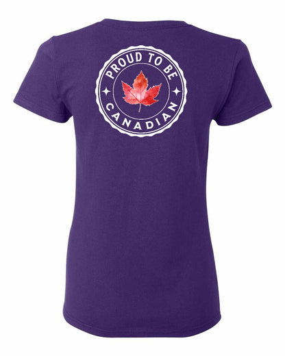 Proud to be Canadian Leaf Left Chest and Back Women's Tee