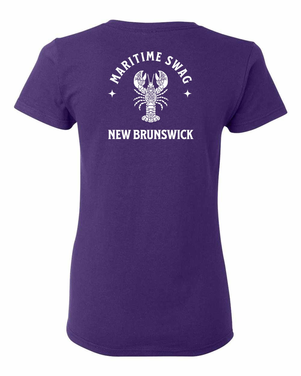 Maritime Swag New Brunswick Mandala white Lobster Left Chest and Back Women's Tee