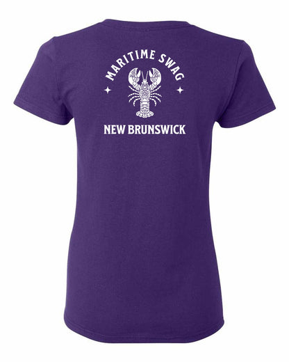 Maritime Swag New Brunswick Mandala white Lobster Left Chest and Back Women's Tee