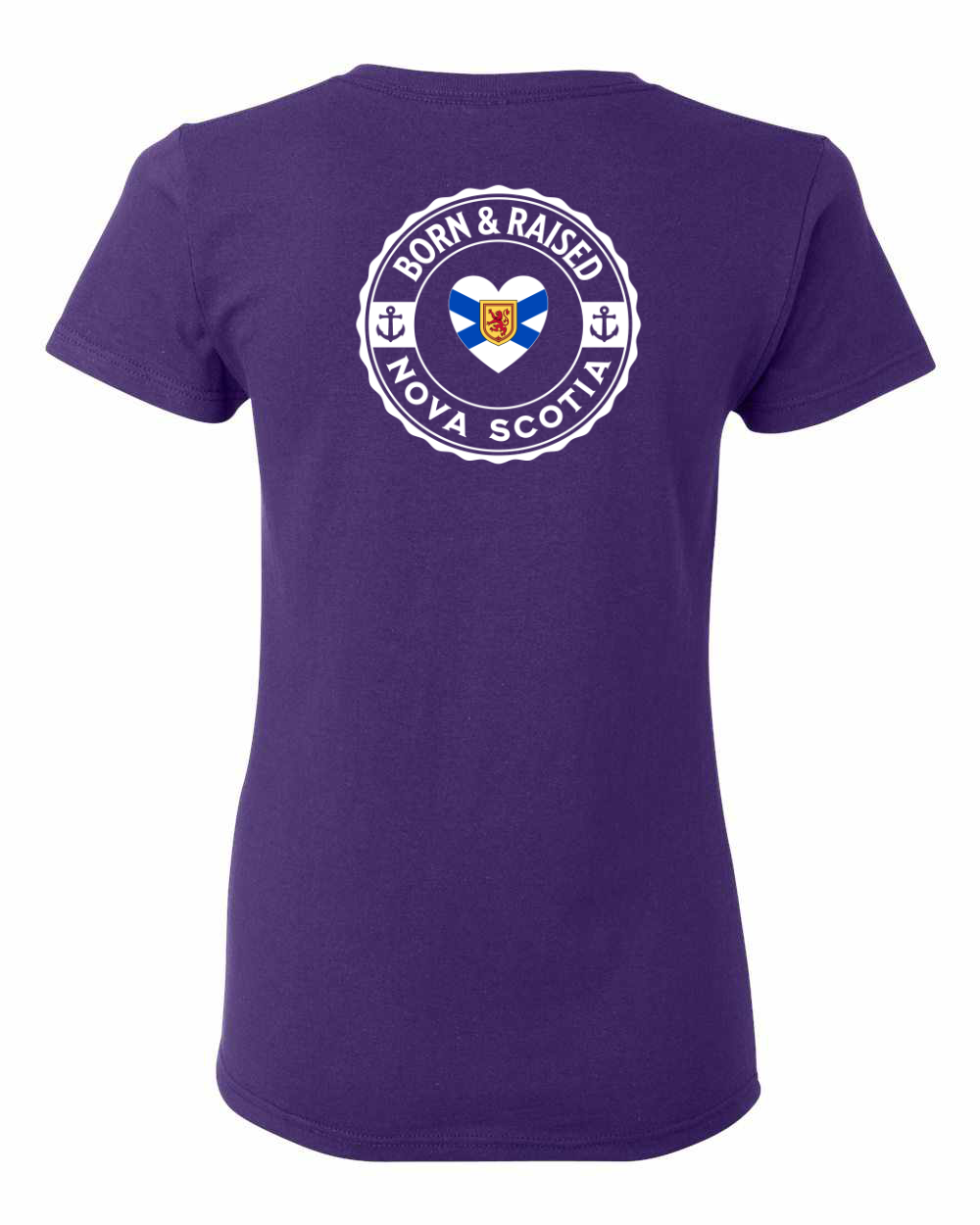 Born and Raised Heart Flag NS Left Chest and Back Women's Tee
