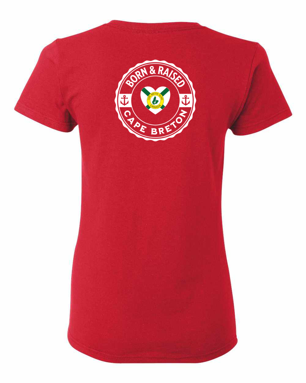 Born and Raised Heart Flag CB Left Chest and Back Women's Tee