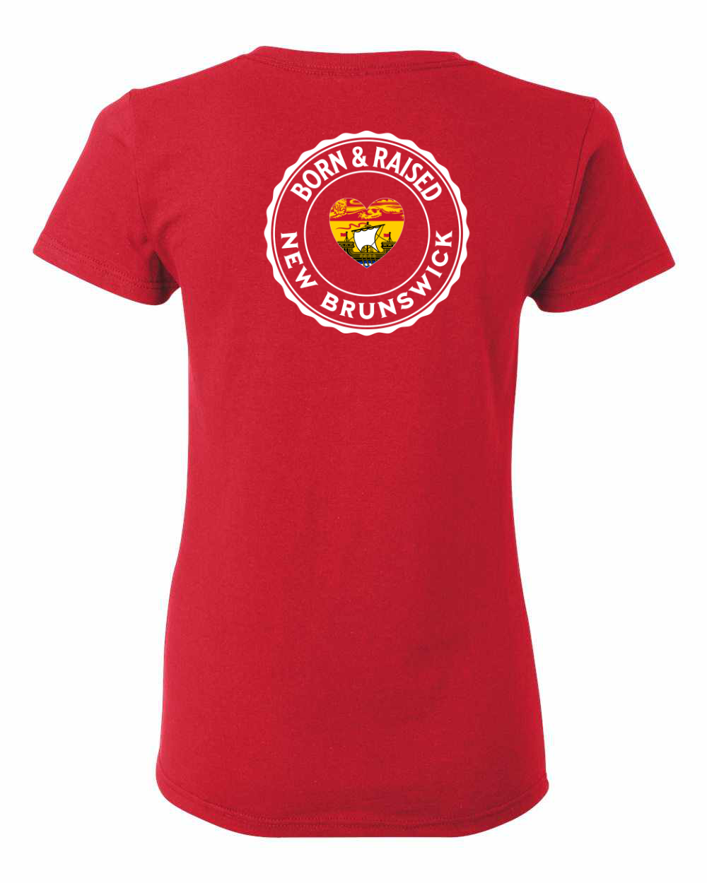 Born and Raised Heart Flag NB Left Chest and Back Women's Tee