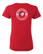 Born and Raised Heart Flag NFLD Left Chest and Back Women's Tee