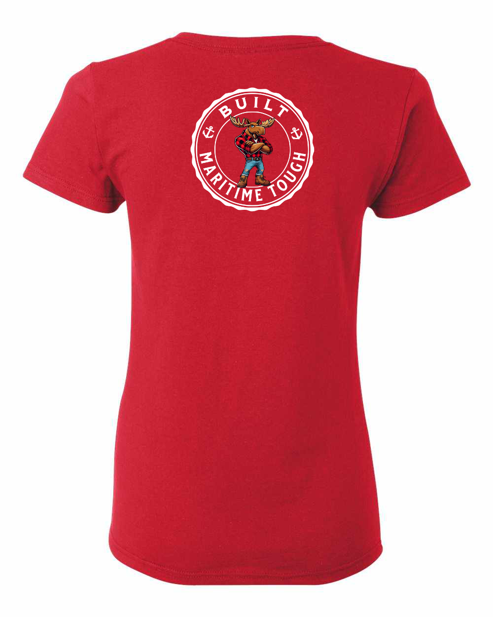 Built Maritime Tough Moose Left Chest And Back Women's Tee