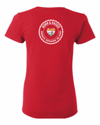 Born and Raised Heart Flag PEI Left Chest and Back Women's Tee