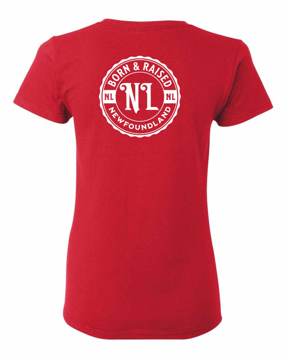 Born & Raised NFLD Left Chest and Back Women's Tee