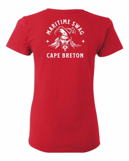 Maritime Swag Cape Breton Pirate Left Chest and Back Women's Tee