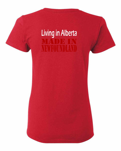 Living Alberta Made in Newfoundland Left Chest and Back Women's Tee