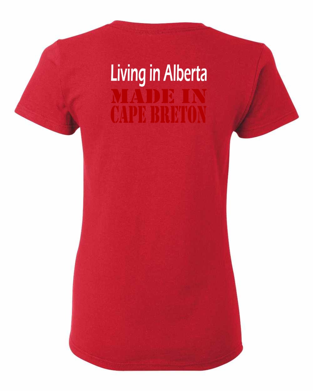 Living Alberta Made in Cape Breton Left Chest and Back Women's Tee