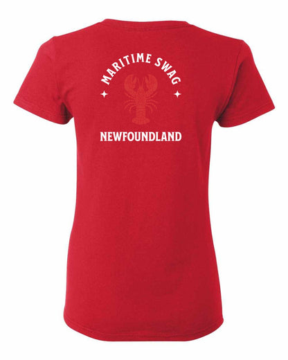 Maritime Swag Newfoundland Mandala Red Lobster Left Chest and Back Women's Tee
