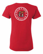 Calm Cool Canadian Beaver and Moose Left Chest and Back Women's Tee - Gildan Canada (sewn Internationally)