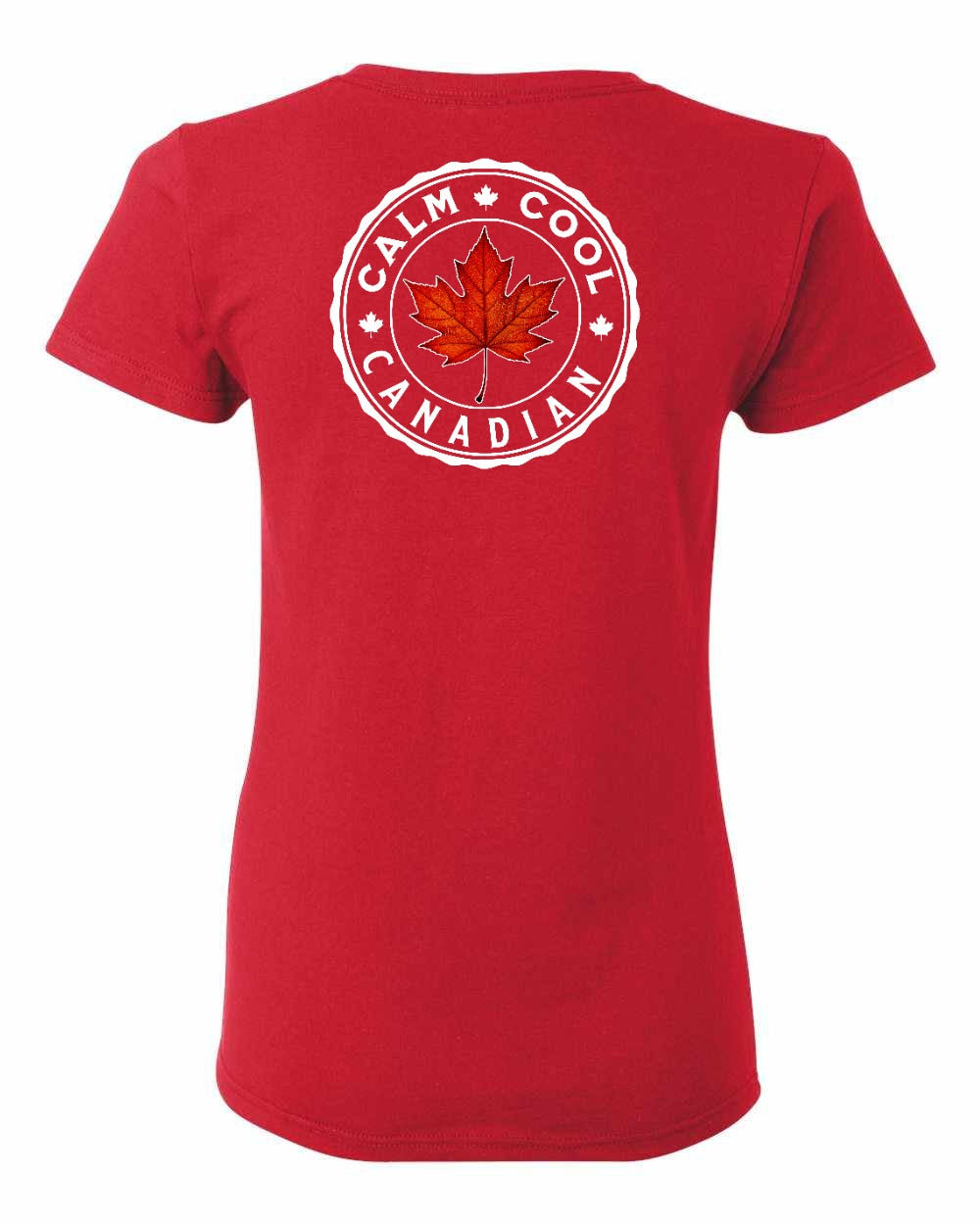 Calm Cool Canadian Leaf Left Chest And Back Women's Tee