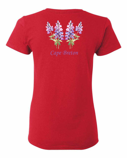 Cape Breton Lupin Left Chest and Back Women's Tee