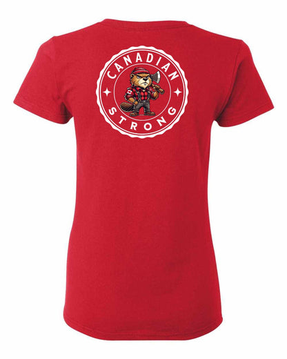 Canadian Strong Beaver Left Chest and Back Women's Tee