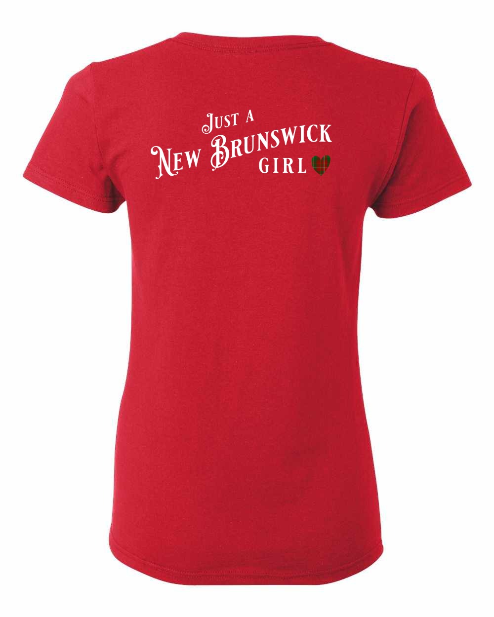 Just a New Brunswick Girl Tartan Left Chest and Back Women's Tee