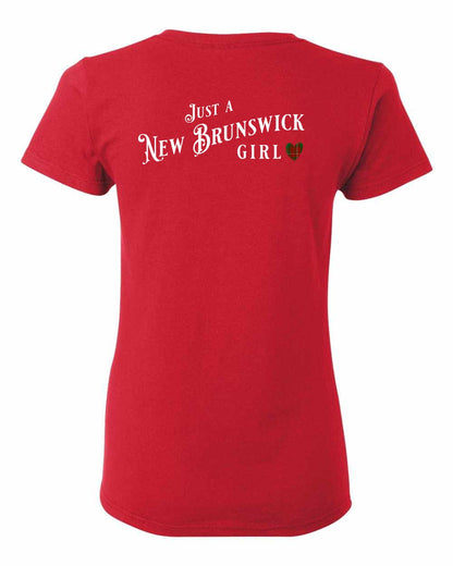 Just a New Brunswick Girl Tartan Left Chest and Back Women's Tee