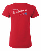 Living the NB Life blue Left Chest and Back Women's Tee