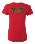 Made In NB ( Tartan Lettering) Left Chest and Back Women's Tee