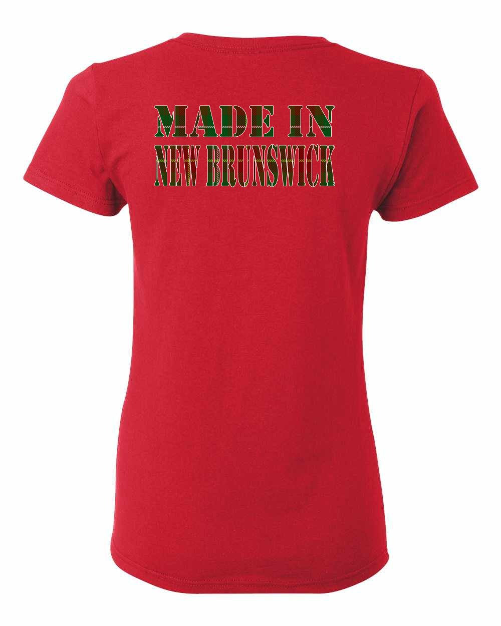 Made In New Brunswick ( Tartan Lettering) Left Chest and Back Women's Tee