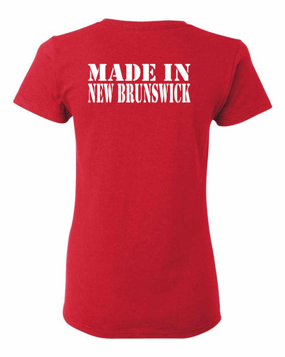 Made In New Brunswick ( White Lettering) Left Chest and Back Women's Tee