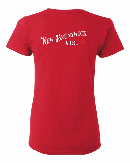 New Brunswick Girl Red Heart Left Chest and Back Women's Tee