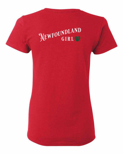 Newfoundland Girl Tartan Left Chest and Back Women's Tee
