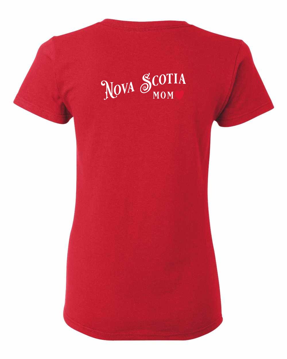 Nova Scotia Mom Left Chest and Back womens-tee