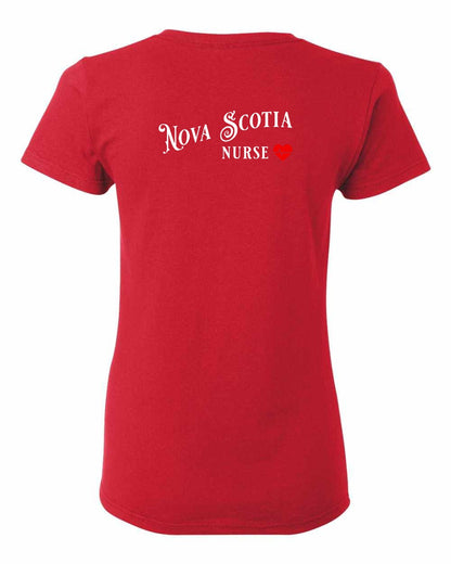 Nova Scotia Nurse Left Chest and Back womens-tee