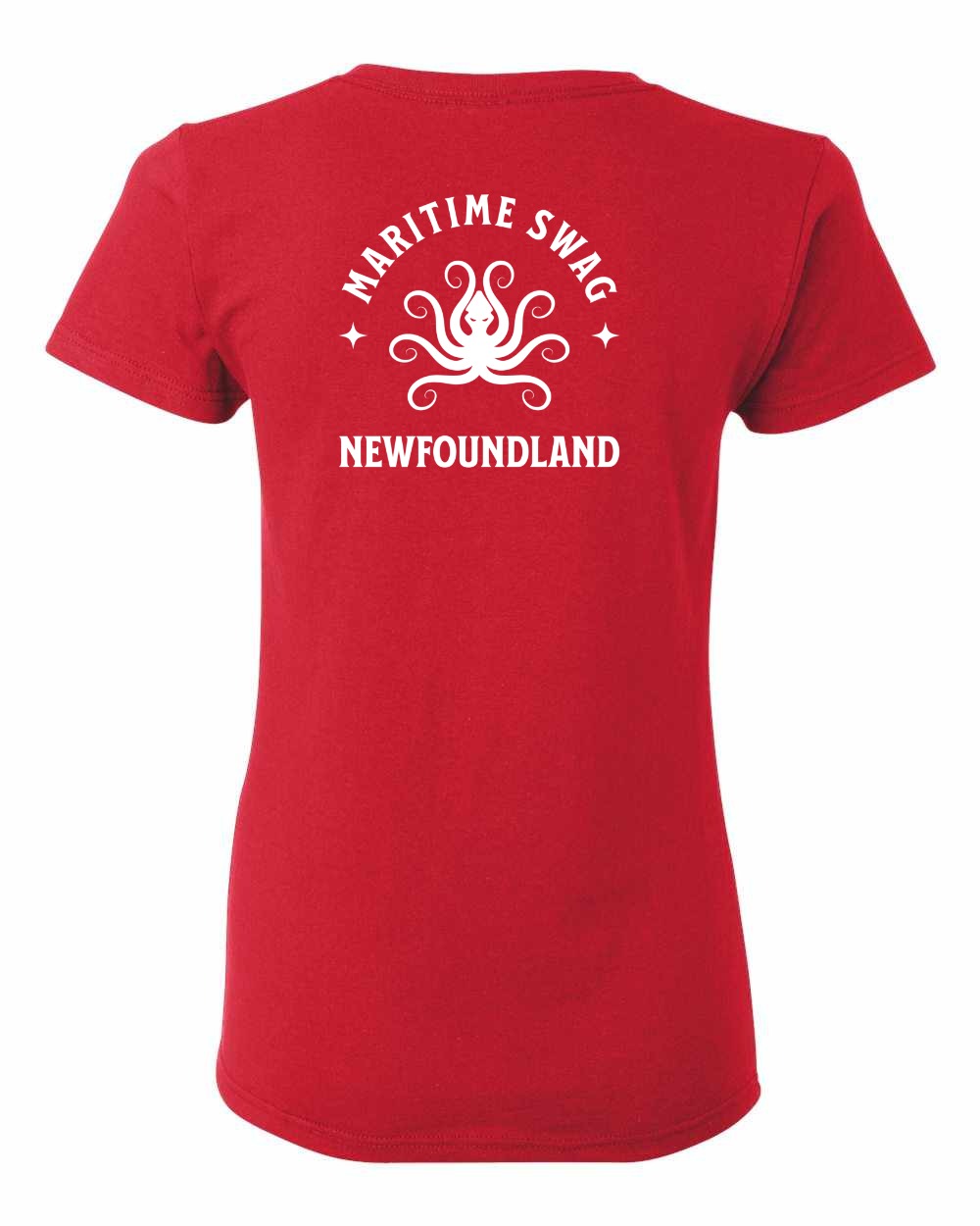 Maritime Swag Newfoundland Octopus Left Chest and Back Women's Tee
