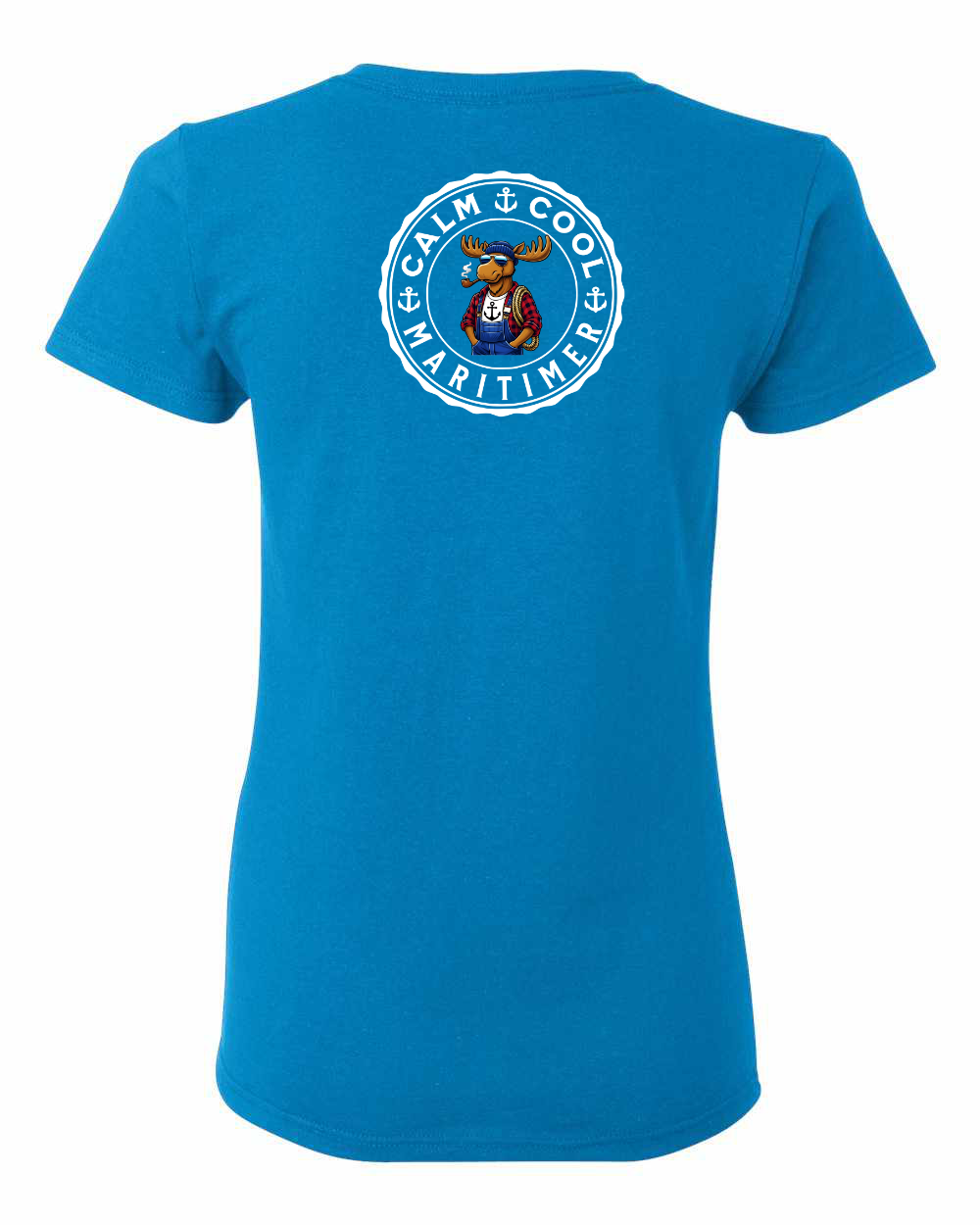 Calm Cool Maritimer Moose Left Chest And Back Women's Tee