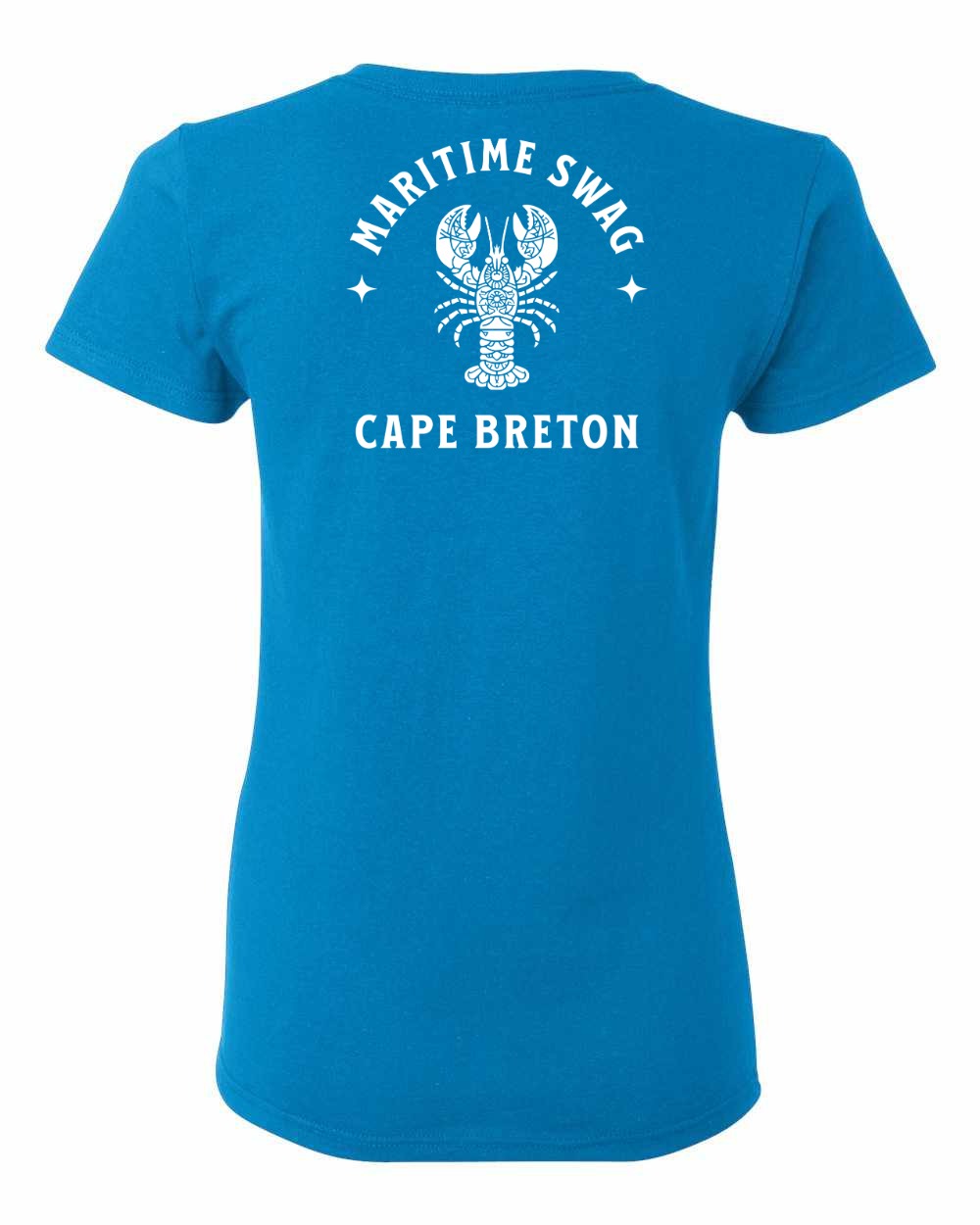 Maritime Swag Cape Breton Mandala white Lobster Left Chest and Back Women's Tee