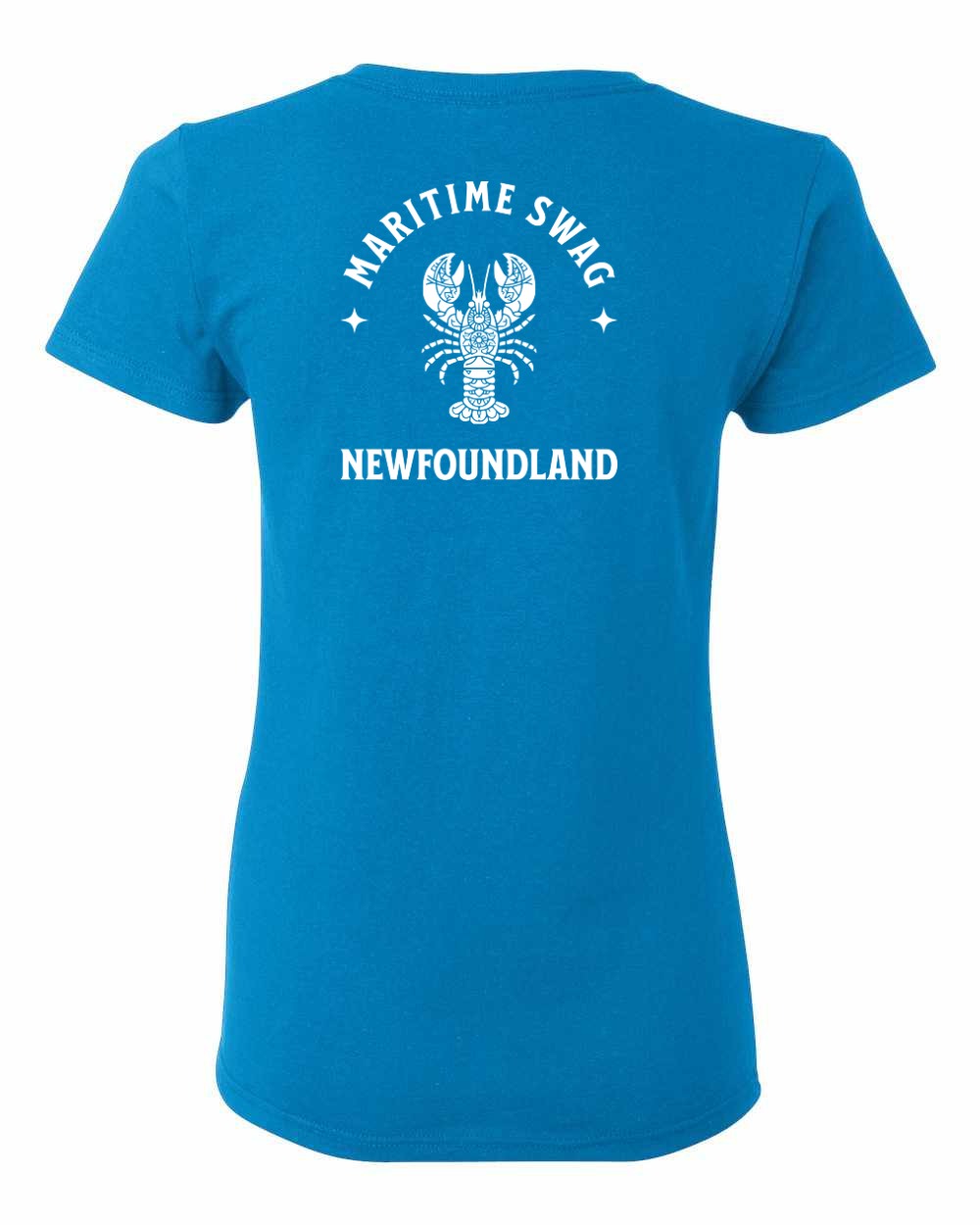 Maritime Swag NFLD Mandala white Lobster Left Chest and Back Women's Tee