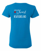 A piece of My heart in NFLD (Red Heart) Left Chest and Back Women's Tee