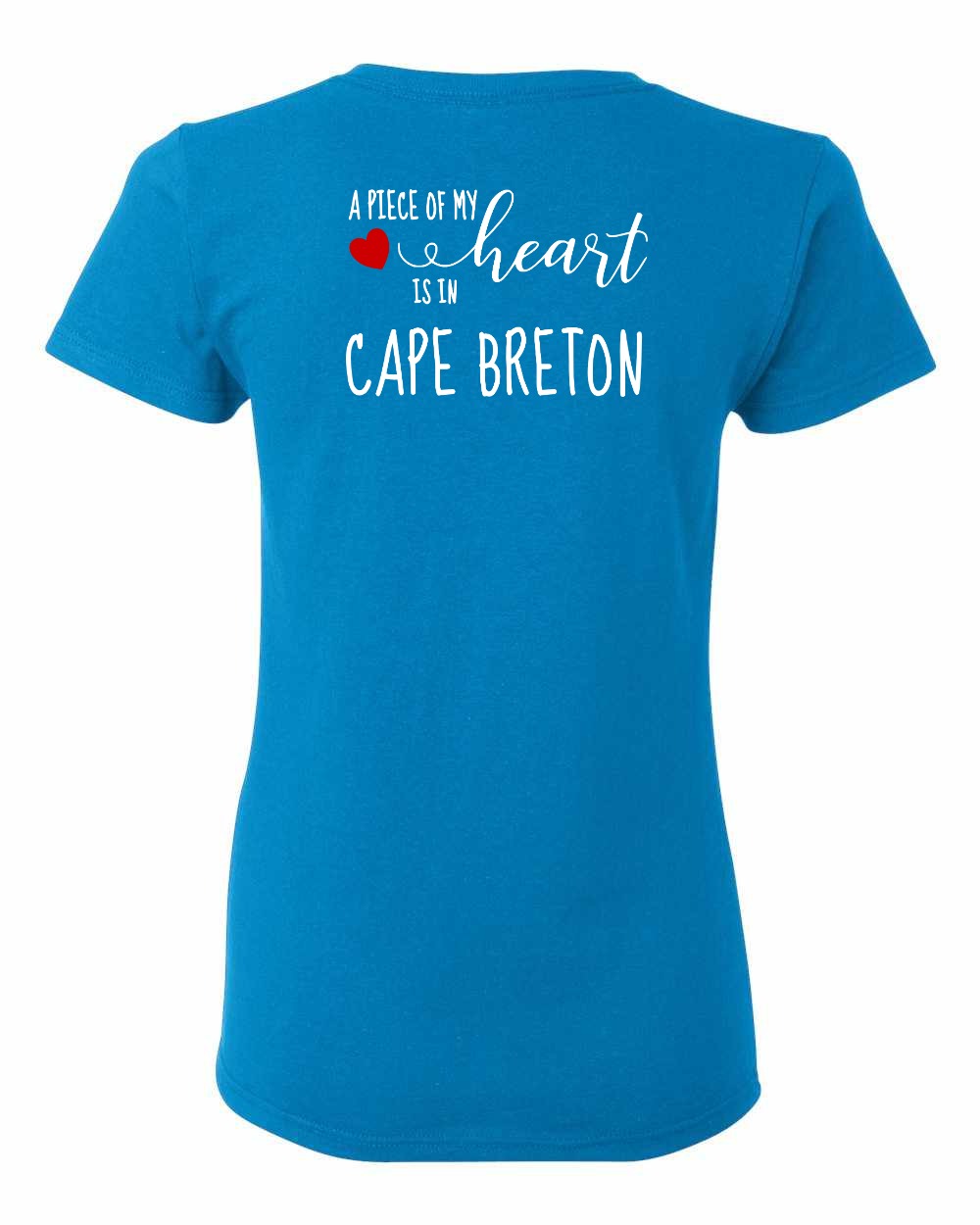 A piece of My heart in Cape Breton (Red Heart) Left Chest and Back Women's Tee