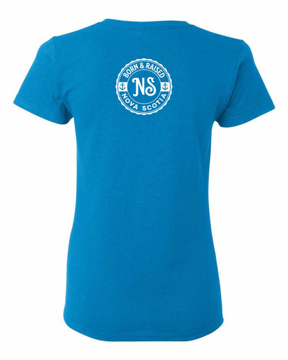 Born & Raised Nova Scotia Left Chest and Back womens-tee