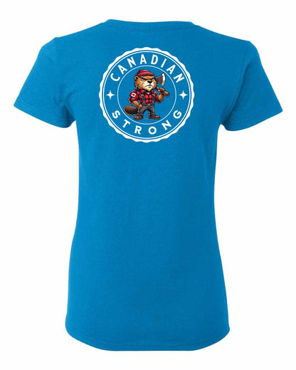 Canadian Strong Beaver Left Chest and Back Women's Tee