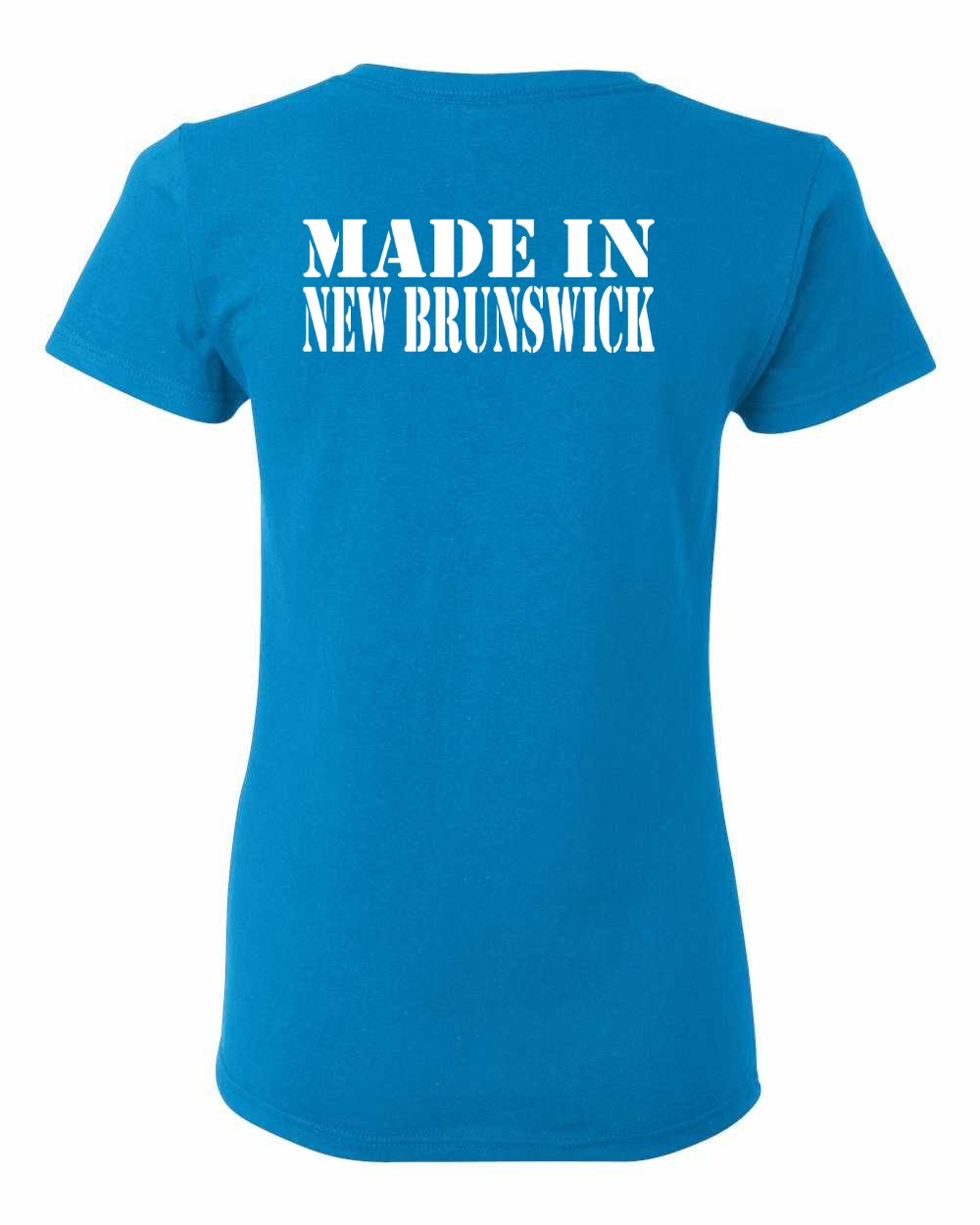 Made In NB ( White Lettering) Left Chest and Back Women's Tee