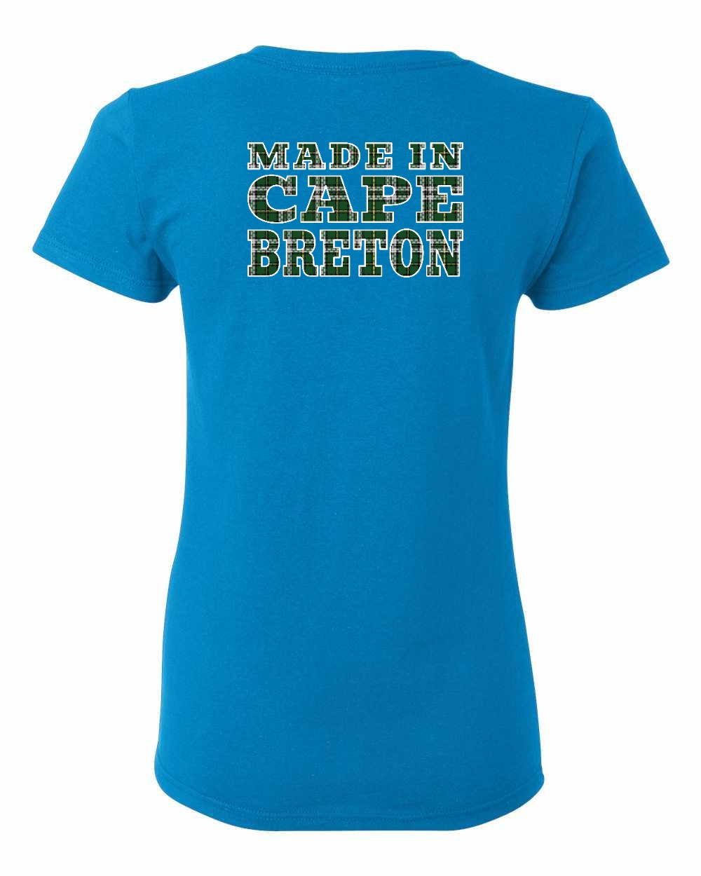 Made In Cape Breton Tartan Left Chest and Back Women's Tee