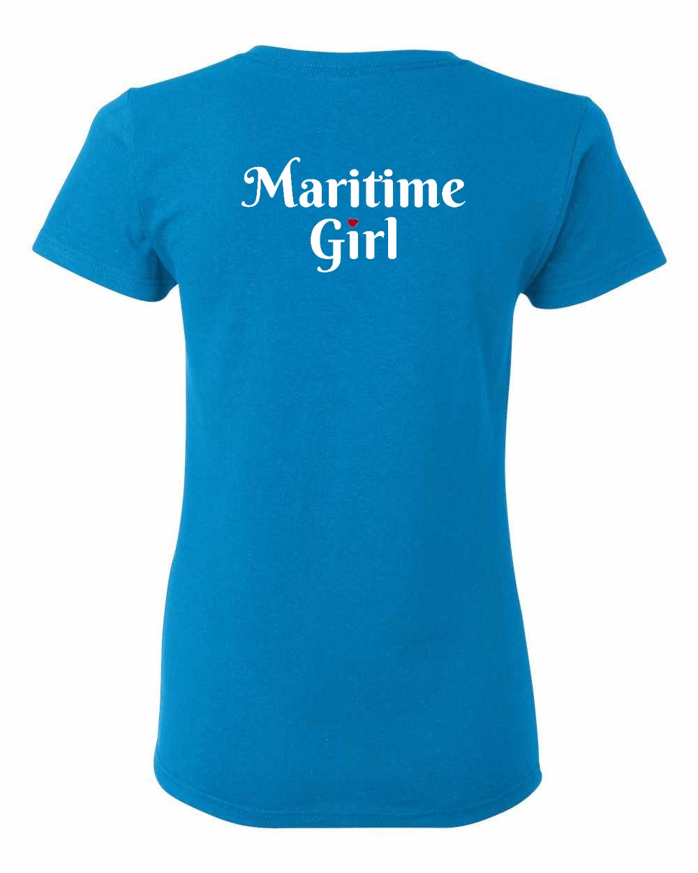 Maritime Girl Heart Dot Left Chest & Back Women's Tee