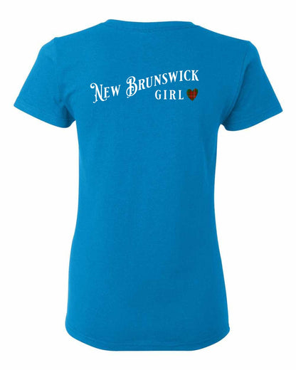 New Brunswick Girl Tartan heart Left Chest and Back Women's Tee