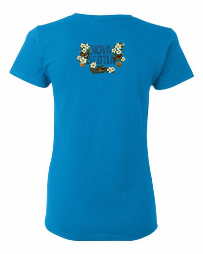 Nova Scotia Flowers Left Chest and Back womens-tee