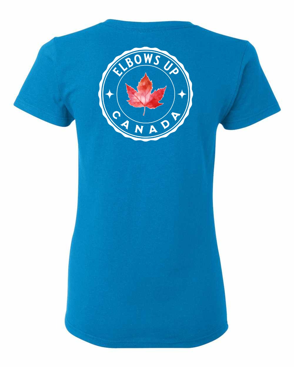 Elbows Up Leaf Left Chest and Back Women's Tee - Gildan Canada (sewn Internationally)