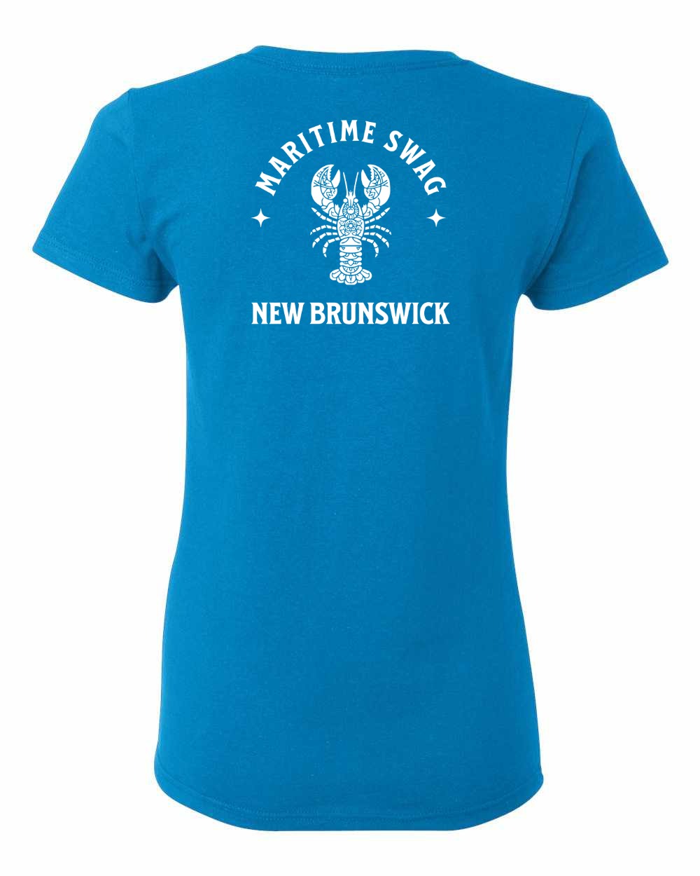 Maritime Swag New Brunswick Mandala white Lobster Left Chest and Back Women's Tee