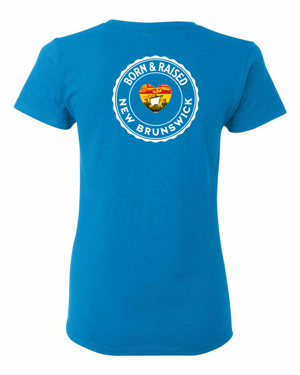 Born and Raised Heart Flag NB Left Chest and Back Women's Tee