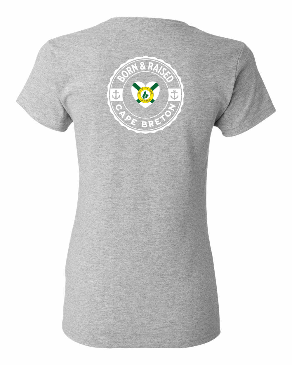 Born and Raised Heart Flag CB Left Chest and Back Women's Tee