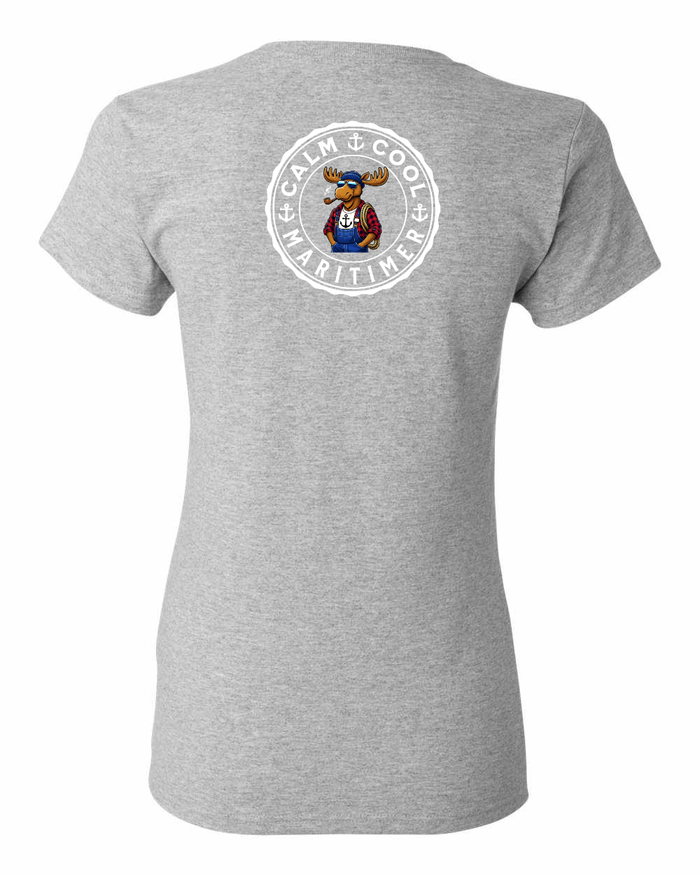 Calm Cool Maritimer Moose Left Chest And Back Women's Tee