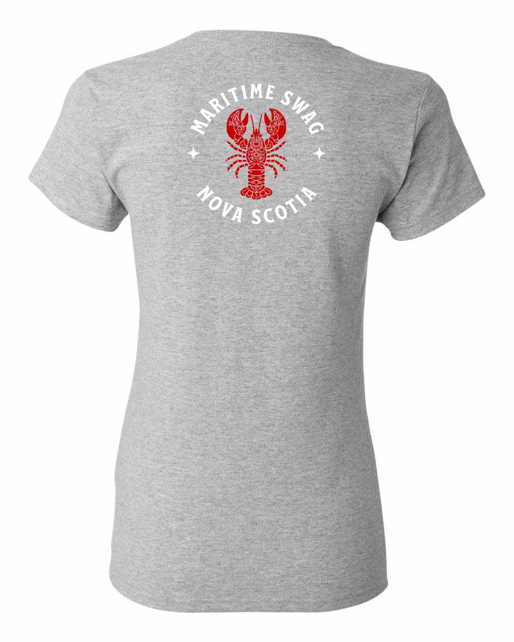 Maritime Swag Nova Scotia Mandala Red Lobster Left Chest and Back womens-tee