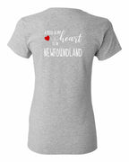 A piece of My heart in NFLD (Red Heart) Left Chest and Back Women's Tee