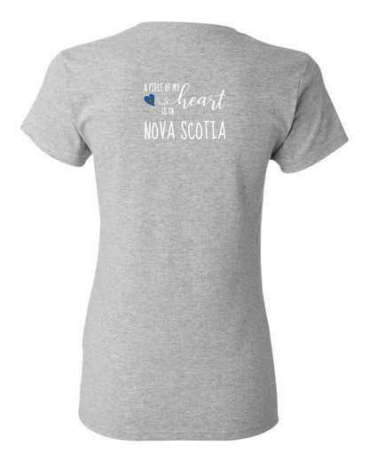 A piece of My heart in Nova Scotia (Tartan Heart) Left Chest and Back womens-tee