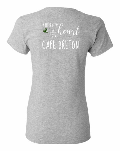 A piece of My heart in Cape Breton (Tartan Heart) Left Chest and Back Women's Tee